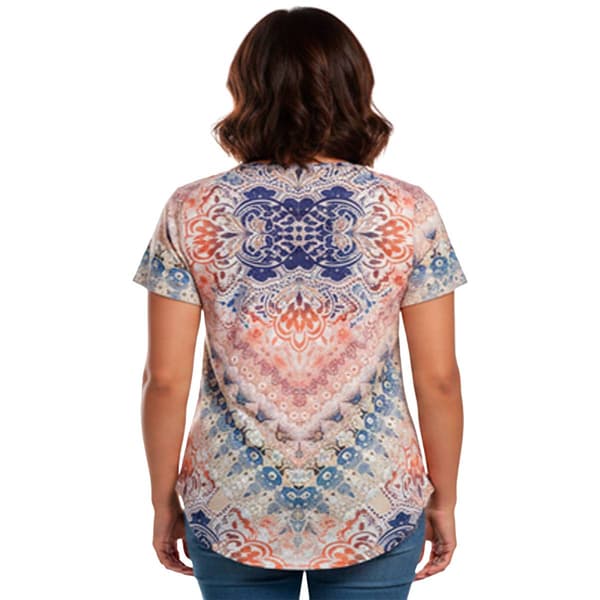 Womens OneWorld Short Sleeve Sublimation Damask Tee