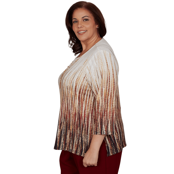 Plus Size Alfred Dunner Union Square 3/4 Sleeve Ombre Blouse