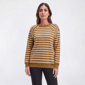 Womens Emily Daniels Long Sleeve Stripe Fleece Sweater - image 1