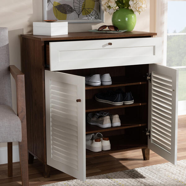 Baxton Studio Coolidge 4 Shelf Shoe Storage Cabinet with Drawer