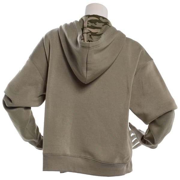 Juniors No Comment Fleece Camo Lined Hoodie - Vetiver