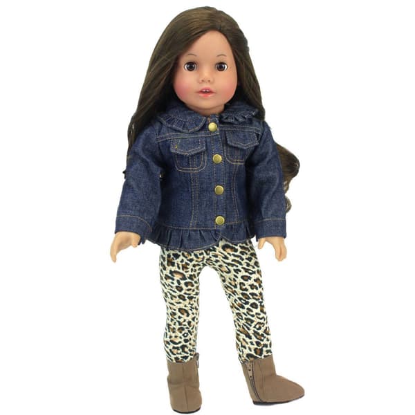 Sophia&#39;s® Ruffled Jean Jacket &amp; Animal Leggings Set