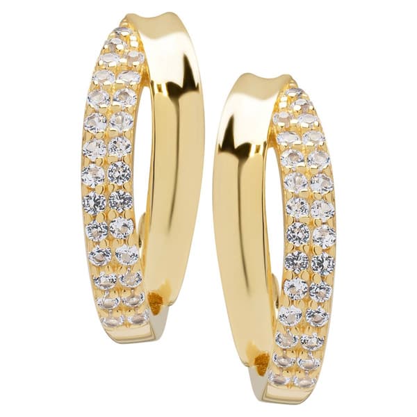 Gianni Argento Yellow Gold Plated Double Row Half Hoop Earrings - image 