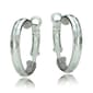 Sterling Silver Box Diamond Cut Hoop Earrings - image 1