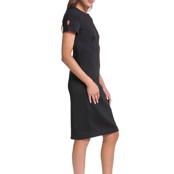 Womens Calvin Klein Short Sleeve Solid Crepe Sheath Dress