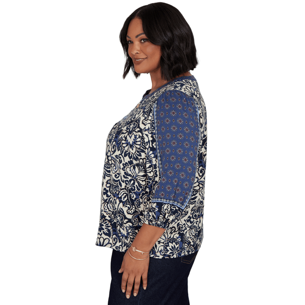Plus Size Ruby Rd. English Countryside 3/4 Sleeve Foliage Blouse