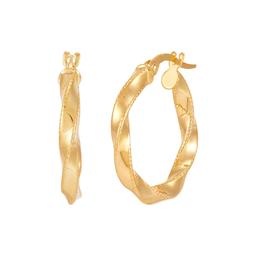 Gold Classics™ Twist Tube Hoop w/ Beaded Edges Earrings