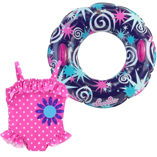 Sophia&#39;s(R) Polka Dot Bathing Suit &amp; Inner Tube Set