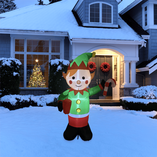 Northlight 4.25ft. Lighted Inflatable Elf Outdoor Christmas Decor