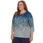Plus Size Alfred Dunner Classics 3/4 Sleeve Falling Leaves Blouse - image 3