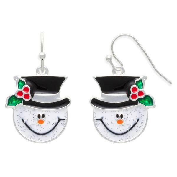 Smiling Snowman Head Earrings - image 