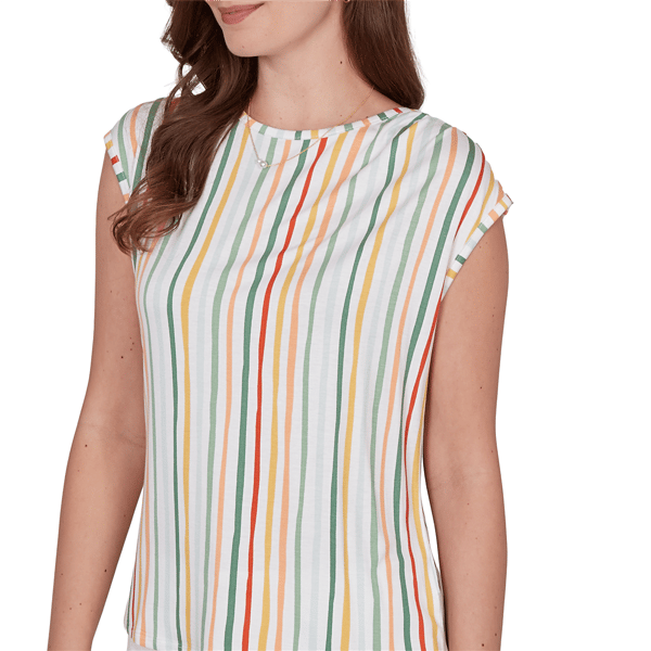 Womens Emaline Key Items Cap Sleeve Stripe Blouse