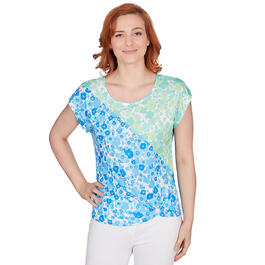 Petite Hearts of Palm Feeling Just Lime Embellished Blurry Top