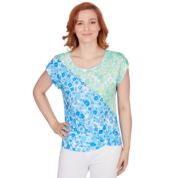 Petite Hearts of Palm Feeling Just Lime Embellished Blurry Top - image 
