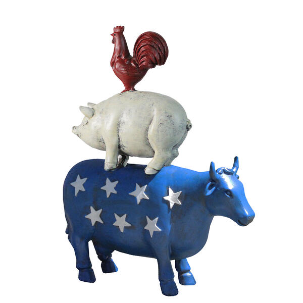 Northlight Seasonal 12in. Patriotic Stacked Farm Animals Statue - image 