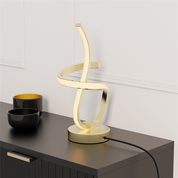 Infibrite Golden 16in. Swirl Touch Dimming LED Table Lamp