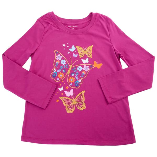 Girls &#40;7-16&#41; Tales & Stories Long Sleeve Floral Butterfly Tee - image 
