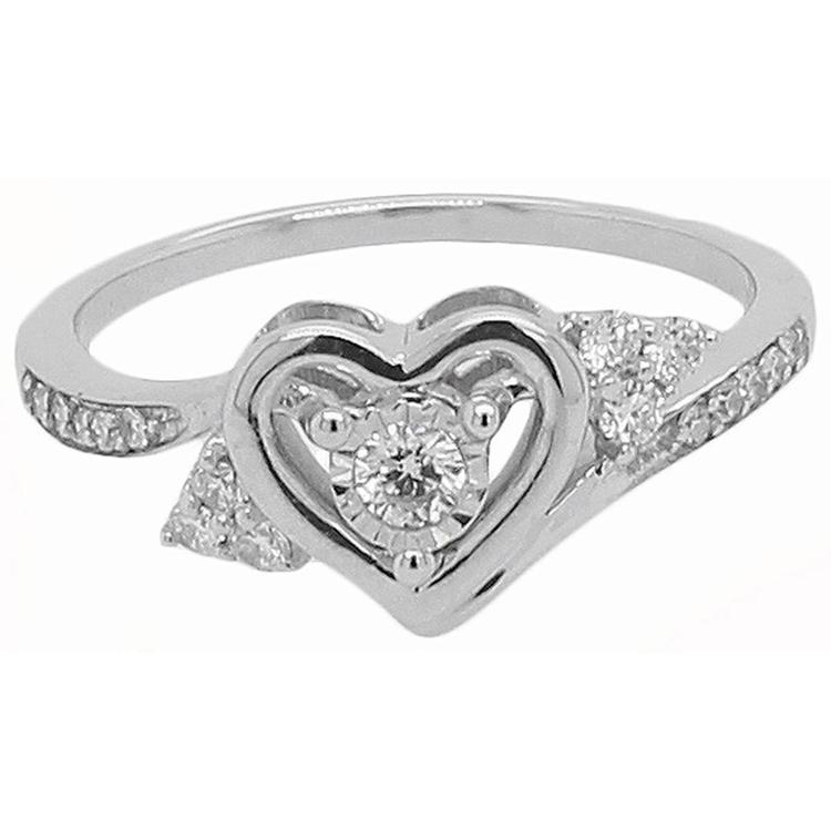 Nova Star® Sterling Silver 1/4ctw. Lab-Grown Diamond Heart Ring