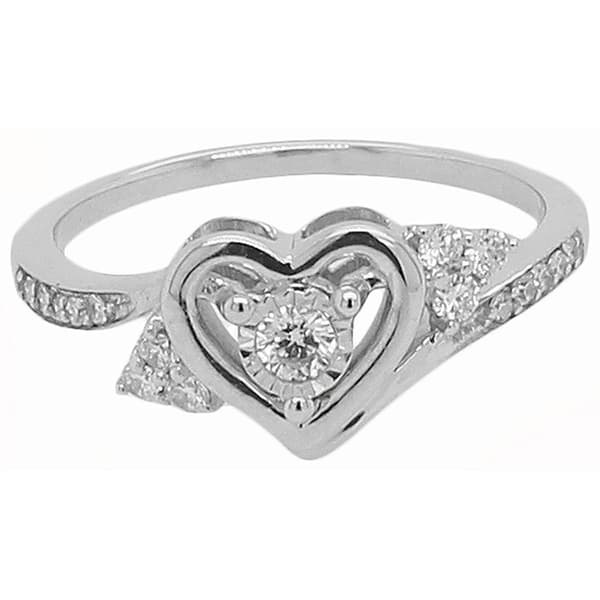 Nova Star® Sterling Silver 1/4ctw. Lab-Grown Diamond Heart Ring
