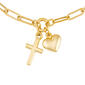 Gold Classics&#8482; 10kt. Gold Cross Heart Paperclip Bracelet - image 2