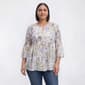 Plus Size Floral & Ivy 3/4 Sleeve Floral Pleater Blouse - image 1