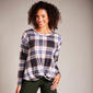 Womens Tru Self Long Sleeve Twist Front Hacci Plaid Tee - image 1
