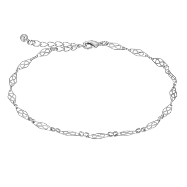 1928 Silver Tone Decorative Chain Ankle Bracelet - image 
