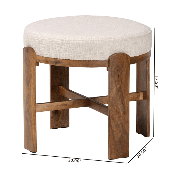 Baxton Studio Whitfield Round Upholstered Fabric Ottoman Stool