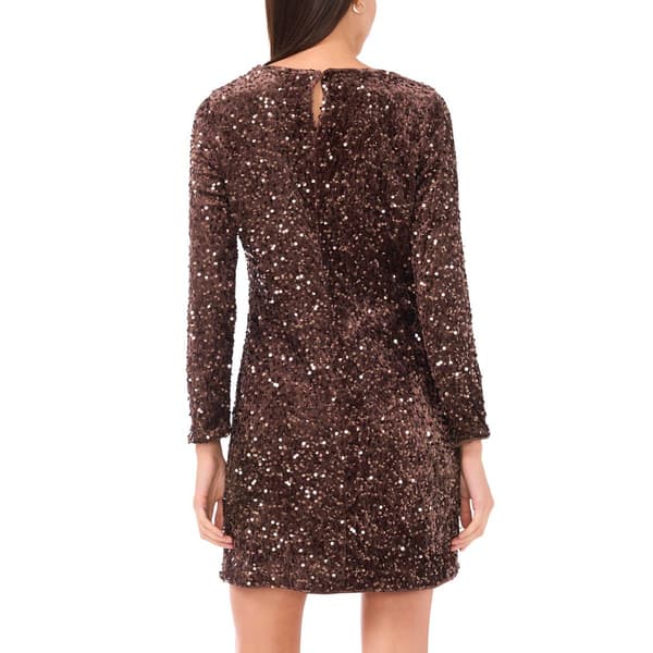 Womens MSK Long Sleeve Velvet Sequin Sheath Dress
