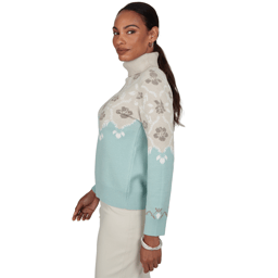 Womens Ruby Rd. Mythical Floral Fair Isle Turtleneck Sweater