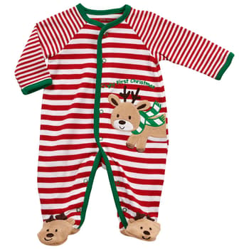 Baby Unisex (NB-9M) Little Me® Reindeer Stripe Footie - Boscov's