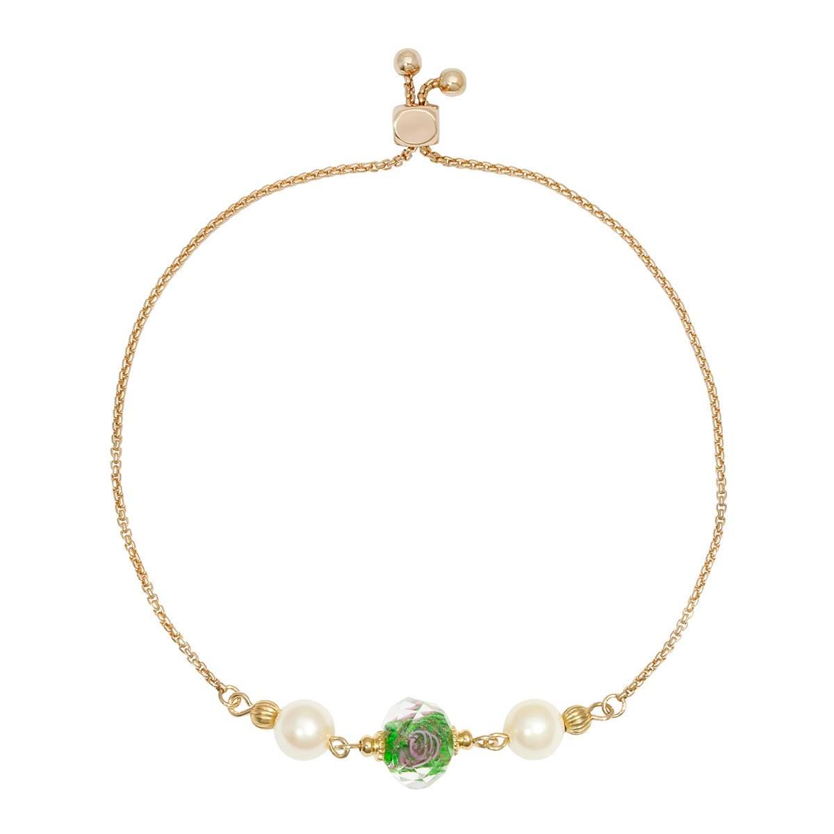 1928 Gold Tone Clear Crystal Olivine Flower Adjustable...