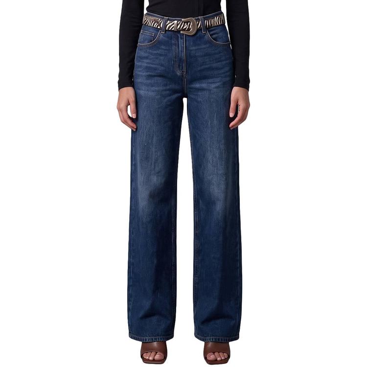 Womens Royalty Hazel Belted Wide Leg Jeans