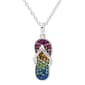 Silver Plated Rainbow Crystal Flip Flop Necklace - image 1