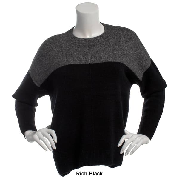 Womens Vince Camuto Long Sleeve Color Block Crew Neck Sweater
