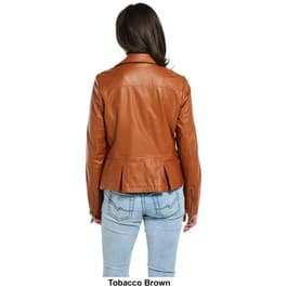 Juniors Love of Denim Vent Back Vegan Leather Motto Jacket