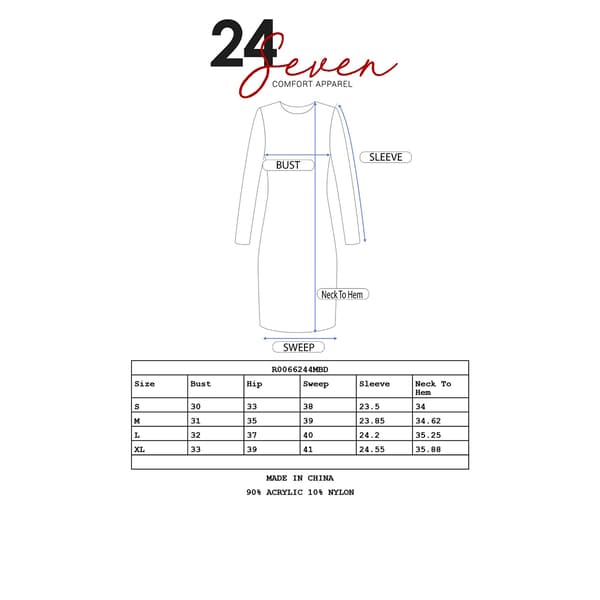 Womens 24/7 Comfort Apparel Black Long Sleeve A-Line Dress