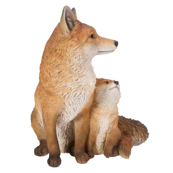 Hi-Line Gift Mother & Baby Fox Sitting Garden Statue