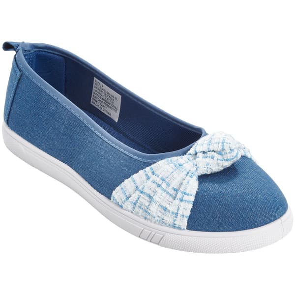 Womens Ashley Blue Canvas With Knot Slip On Flats - image 