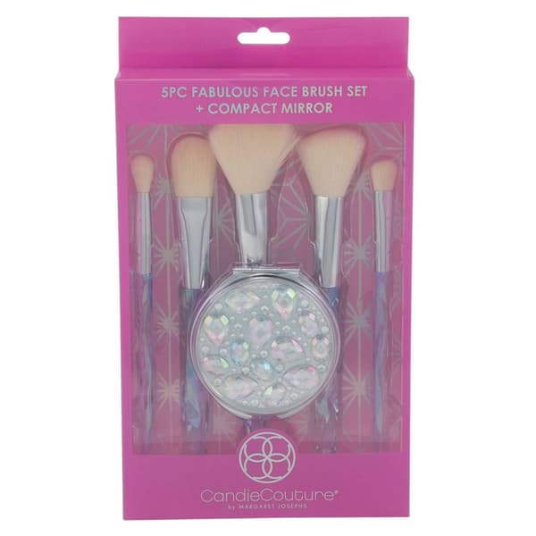 Candie Couture Compact Mirror & Makeup Brush 5pc. Set - image 