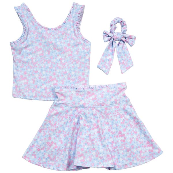 Girls (7-12) Yogalicious® Floral Tank Top with Pleated Skort Set