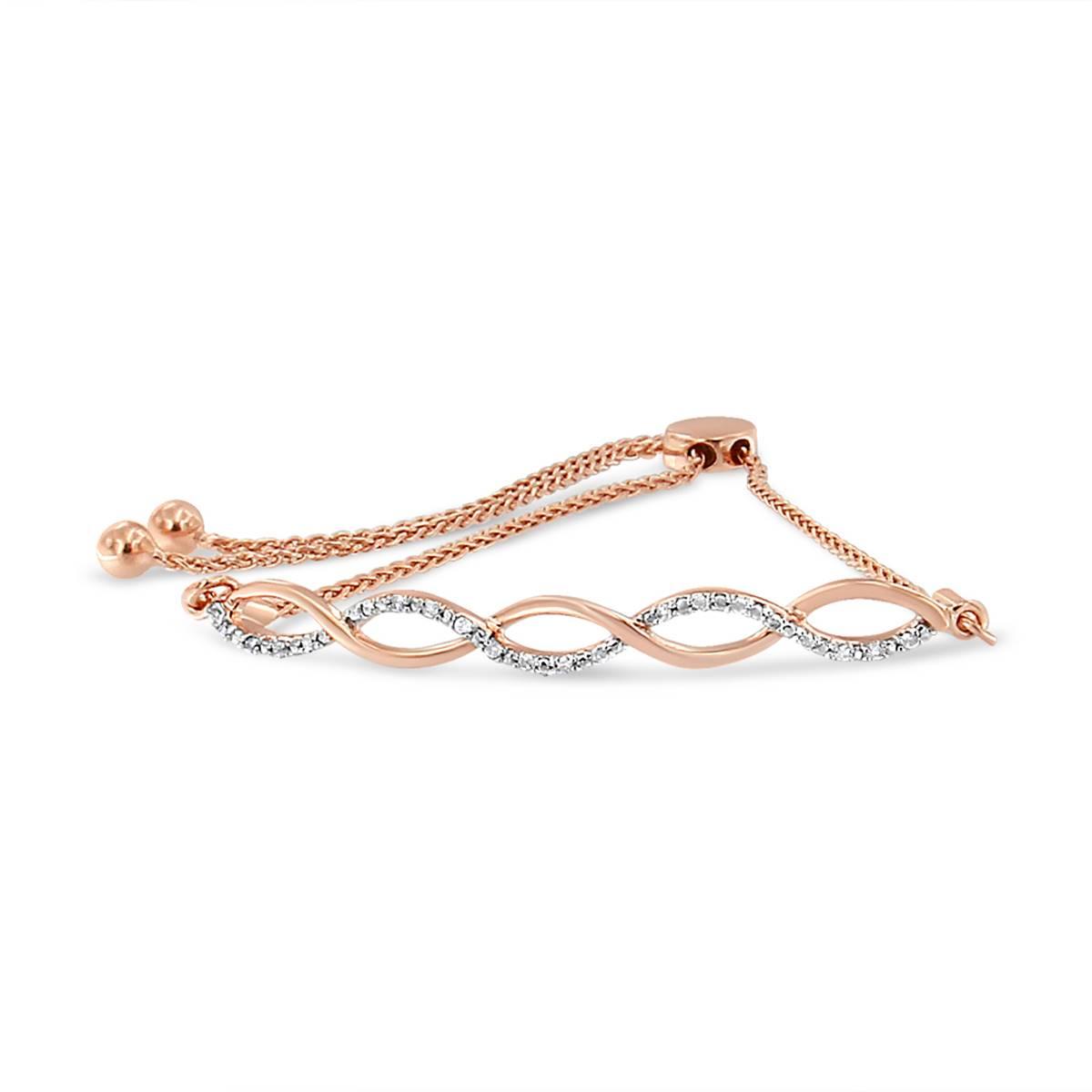 Haus of Brilliance Rose Gold Over Silver Diamond Bolo...