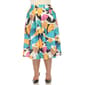 Plus Size White Mark Leaf Print Flared Midi Skirt - image 1