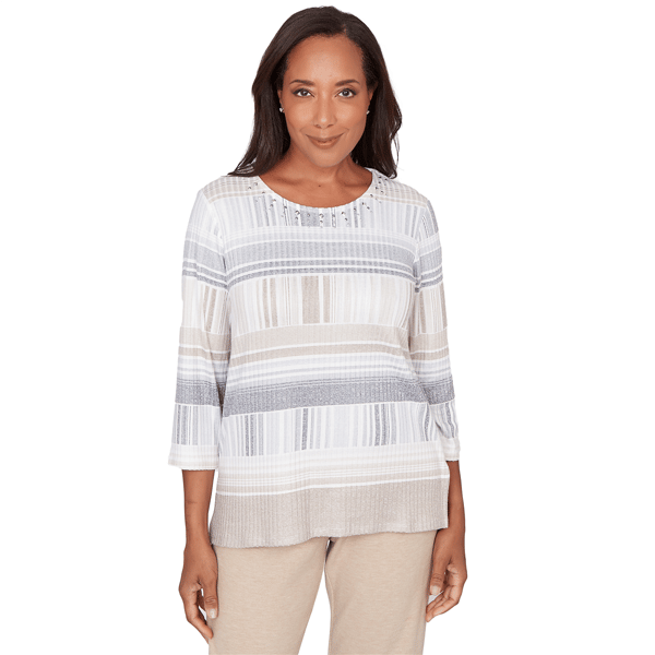 Womens Alfred Dunner Comfort & Joy Geometric Stripe Embellished - image 