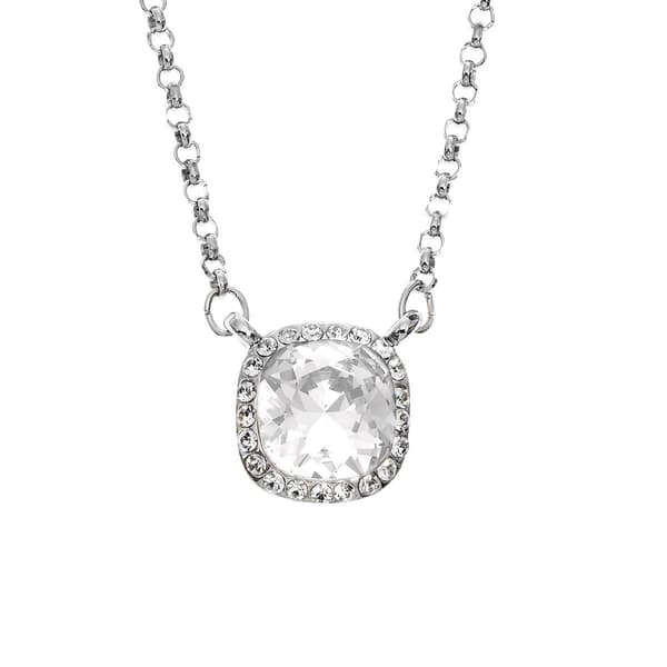 Crystal Colors Silver Plated Princess Cut Clear Crystal Pendant - image 