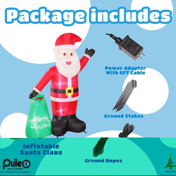 Puleo International 6ft. Lighted Blow-Up Inflatable Santa Claus