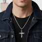 Mens Iron Saints Stainless Steel Polished Cross Pendant Necklace - image 5