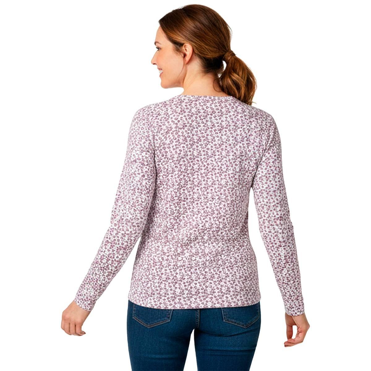 Petite Hasting & Smith Long Sleeve Ditsy Floral Henley Tee