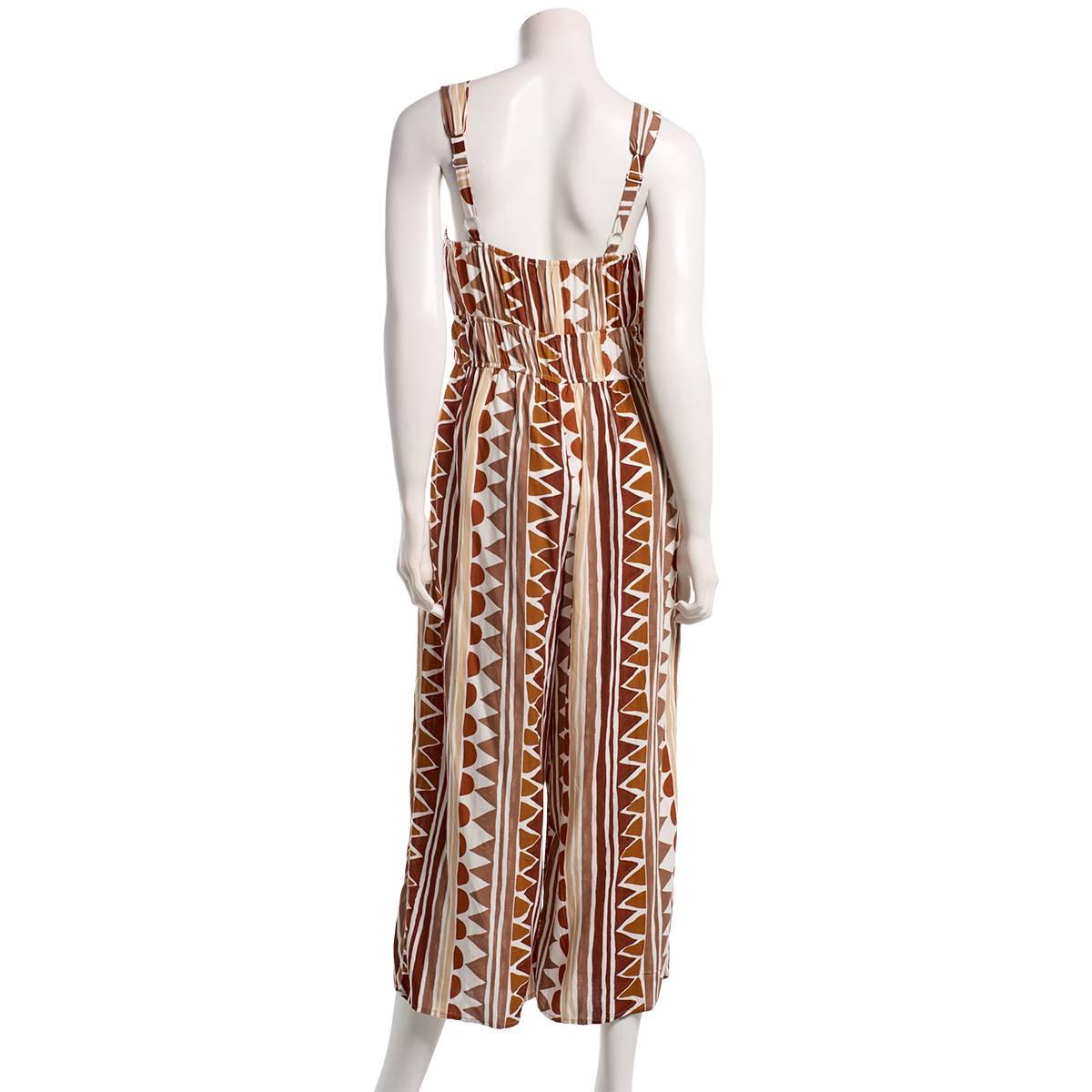 Womens Luxology Sleeveless Beaded Drawstring Geometric Jumpsuit