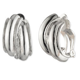 Anne Klein 0.7in. Silver-Tone Crossover Button Clip Earrings